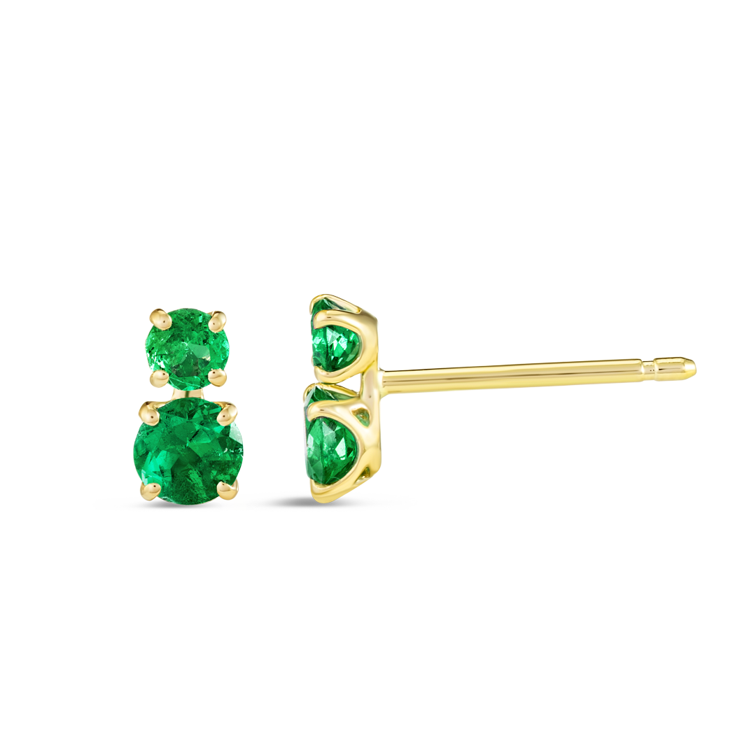 Duo Emerald Earrings Yellow Gold