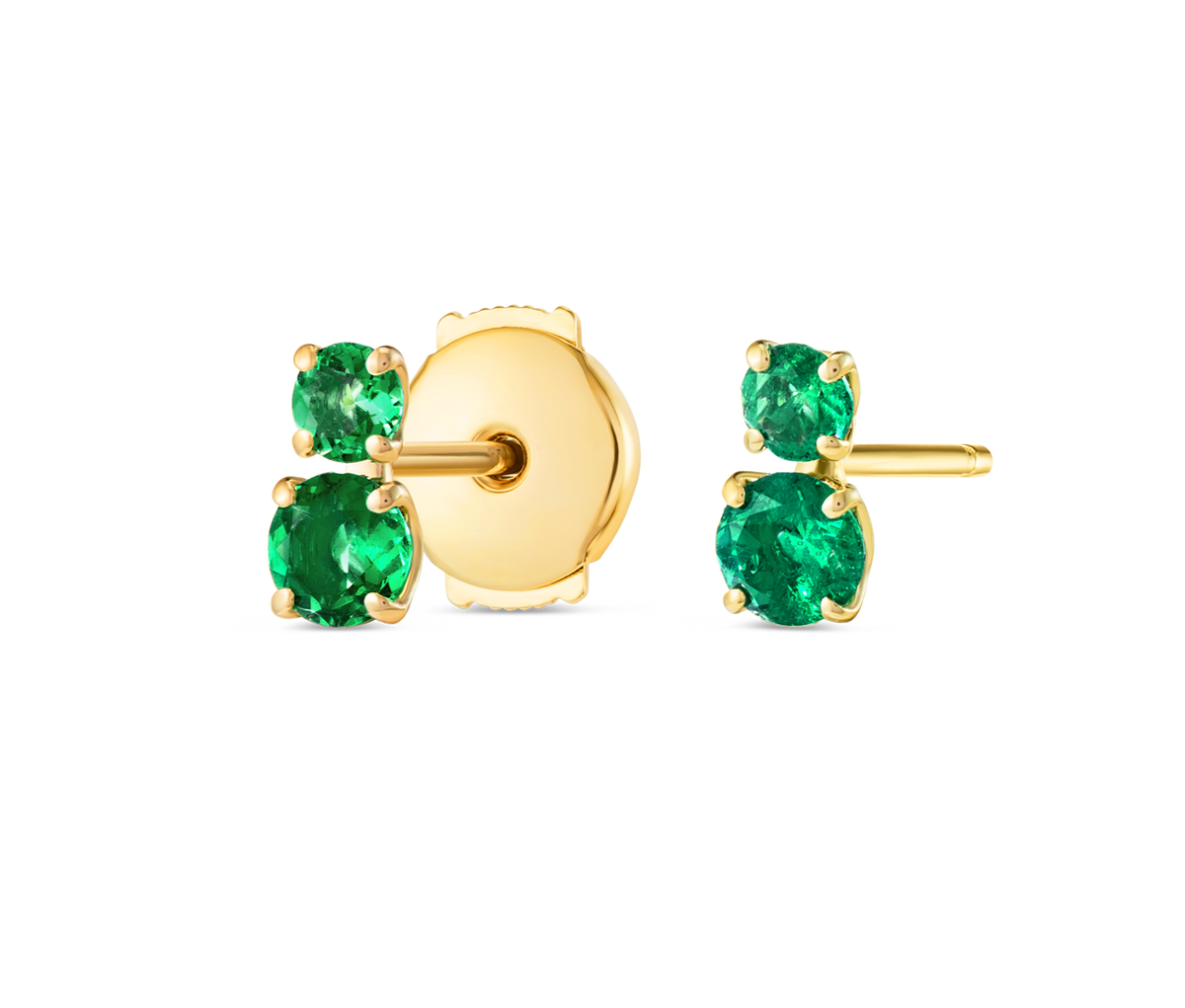 Duo Emerald Earrings Yellow Gold