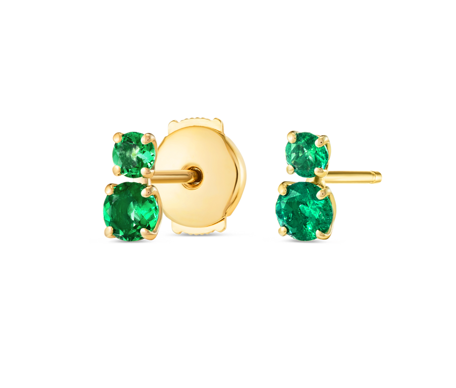 Duo Emerald Earrings Yellow Gold