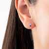 Mini Duo Sri Lankan Ceylon Blue Sapphire & Lab-Grown Diamond Earrings White Gold