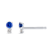 Mini Duo Sri Lankan Ceylon Blue Sapphire & Lab-Grown Diamond Earrings White Gold