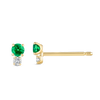 Mini Duo Colombian Emerald & Lab-Grown Diamond Earrings Yellow Gold