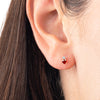 Mini Duo Deep Red Ruby And Diamond Earrings Yellow Gold