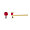 Mini Duo Deep Red Ruby & Lab-Grown Diamond Earrings Yellow Gold