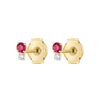Mini Duo Deep Red Ruby And Diamond Earrings Yellow Gold