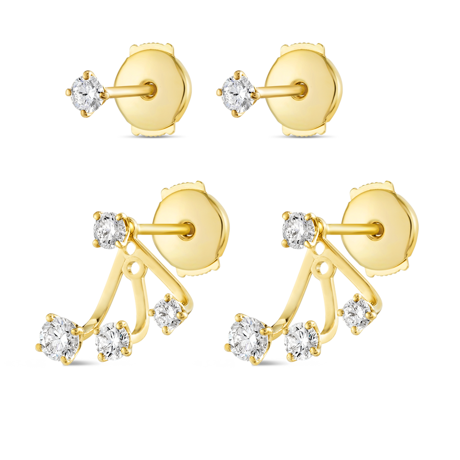 Trio Lab-Grown Diamond Raindrop Earrings Yellow Gold