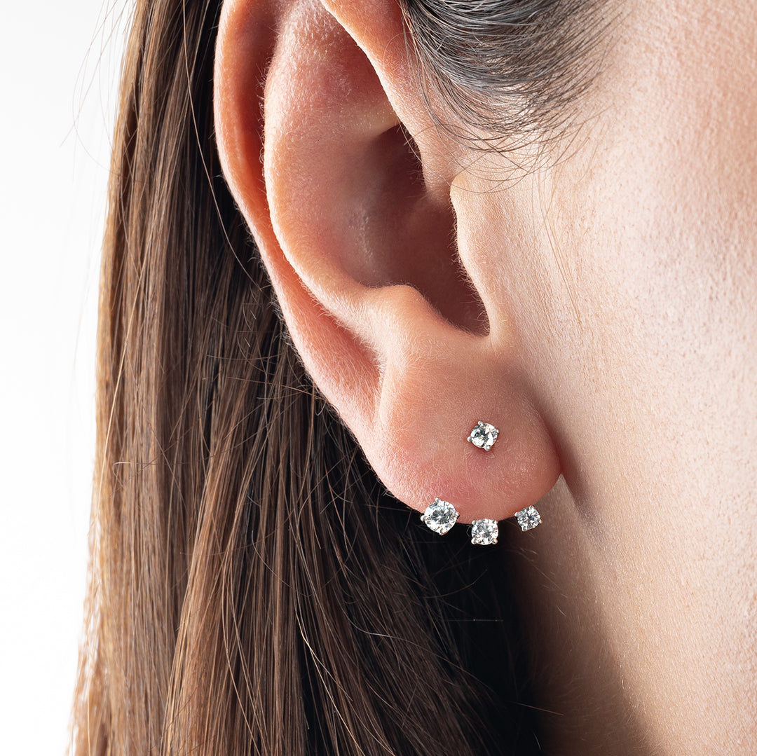 Trio Lab-Grown Diamond Raindrop Earrings White Gold