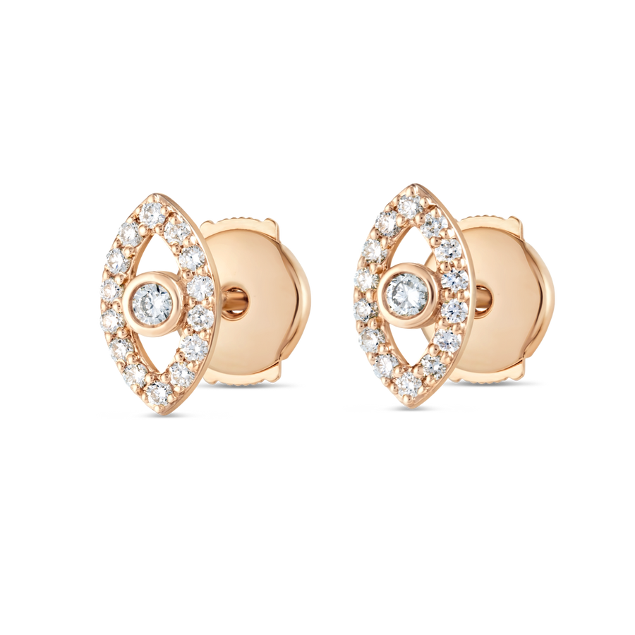 Lab-Grown Diamond Evil Eye Earrings Rose Gold