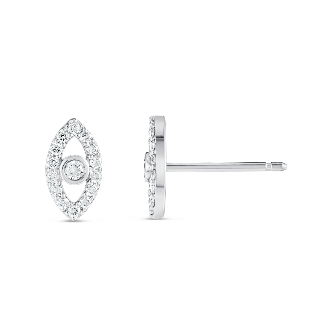 Lab-Grown Diamond Evil Eye Earrings White Gold