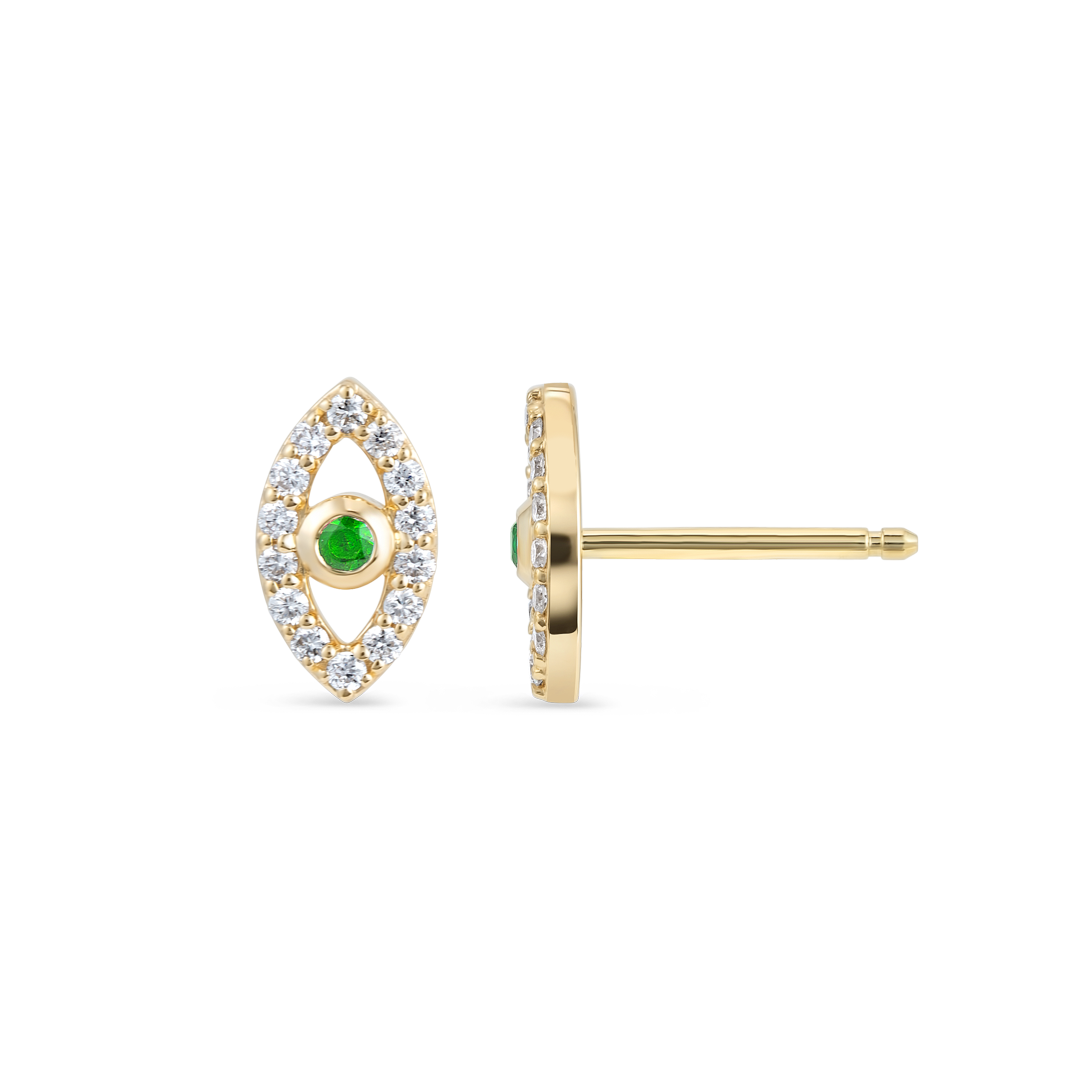 Emerald & Lab-Grown Diamond Galaxy Earrings Yellow Gold