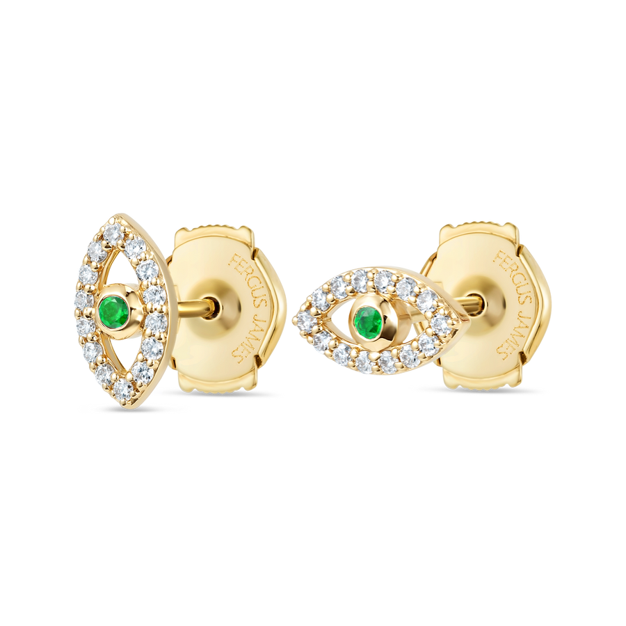 Emerald & Lab-Grown Diamond Galaxy Earrings Yellow Gold