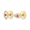 Ruby Evil Eye Earrings Yellow Gold