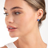 Sri Lankan Ceylon Blue Sapphire & Lab-Grown Diamond Halo Earrings Yellow Gold