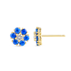 Sri Lankan Ceylon Blue Sapphire & Lab-Grown Diamond Halo Earrings Yellow Gold