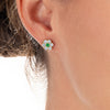 Colombian Emerald And Diamond Halo Earrings Yellow Gold