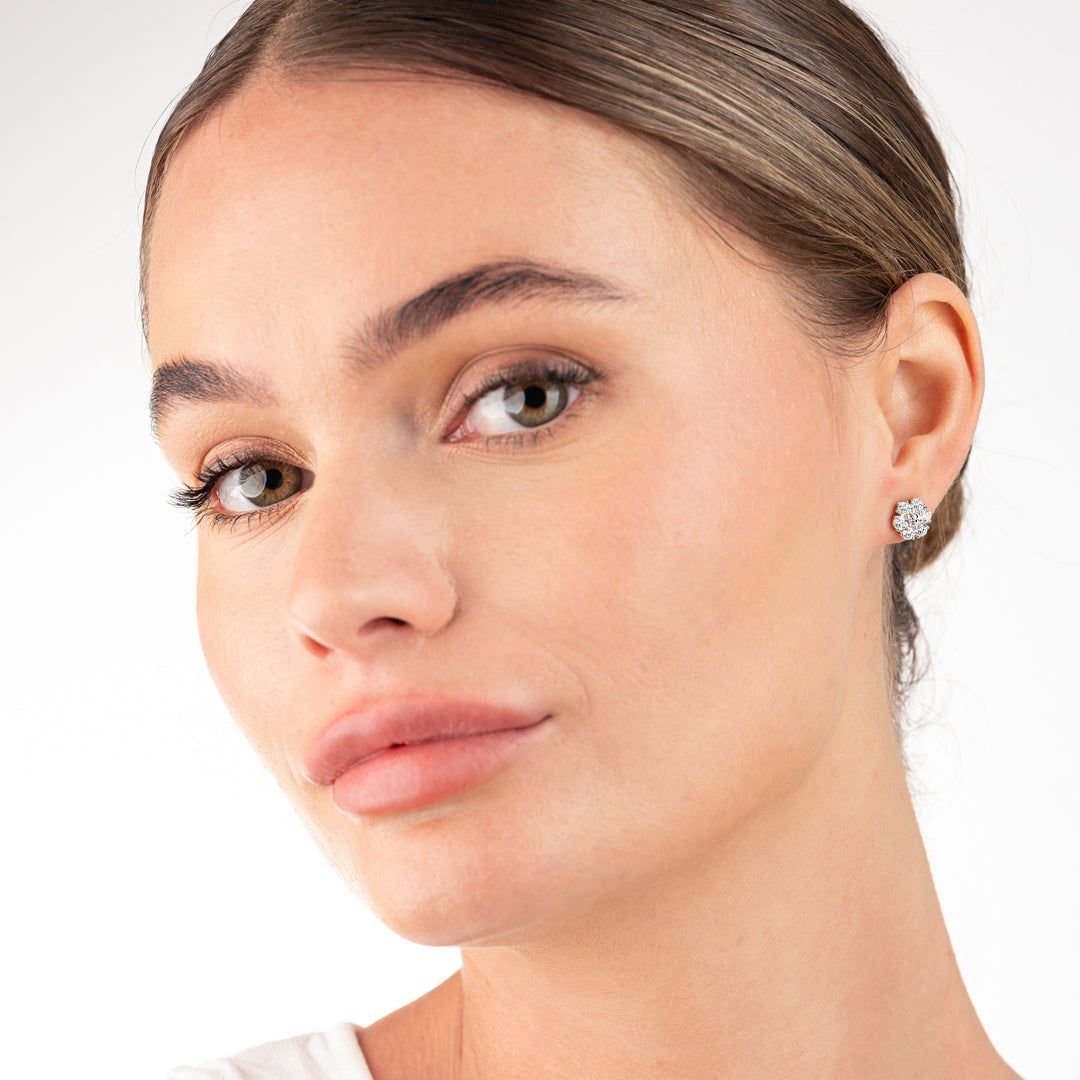 Lab-Grown Diamond Circular Halo Earrings White Gold