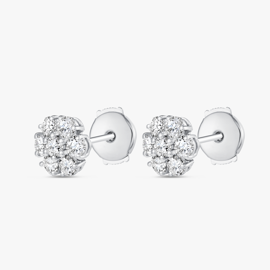 Lab-Grown Diamond Circular Halo Earrings White Gold