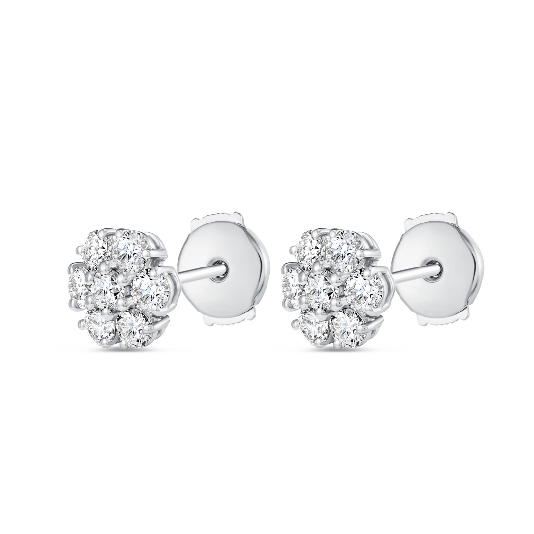 Lab-Grown Diamond Circular Halo Earrings White Gold