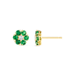 Lab-Grown Diamond & Colombian Emerald Halo Earrings Yellow Gold