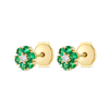 Lab-Grown Diamond & Colombian Emerald Halo Earrings Yellow Gold