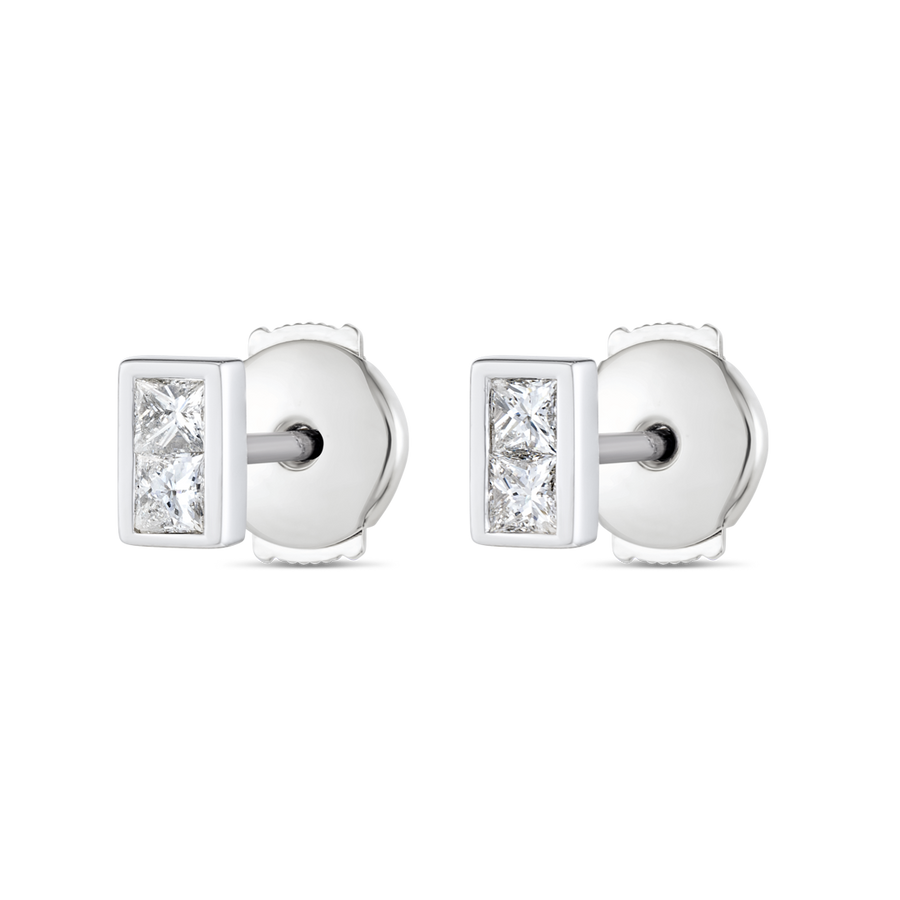 Princess Shape Lab-Grown Diamond Bar Earrings White Gold