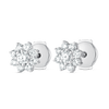 Lab-Grown Diamond Flower Halo Earrings White Gold
