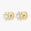 Lab-Grown Diamond Flower Halo Earrings Yellow Gold
