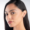Colombian Emerald & Lab-Grown Diamond Flower Halo Earrings Yellow Gold
