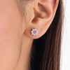 Natural Sri Lankan Pink Sapphires & Lab-Grown Diamond Halo Earrings Rose Gold