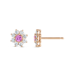 Natural Sri Lankan Pink Sapphires & Lab-Grown Diamond Halo Earrings Rose Gold