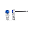 Petite Trio Sri Lankan Ceylon Blue Sapphire & Lab-Grown Diamond Bar Earrings White Gold