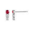 Petite Trio Deep Red Ruby And Diamond Bar Earrings White Gold