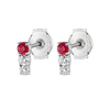 Petite Trio Deep Red Ruby And Diamond Bar Earrings White Gold