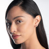 Petite Trio Colombian Emerald & Lab-Grown Diamond Bar Earrings Yellow Gold