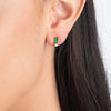Petite Trio Colombian Emerald & Lab-Grown Diamond Bar Earrings Yellow Gold