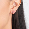 Petite Trio Deep Red Ruby & Lab-Grown Diamond Bar Earrings White Gold