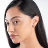 Petite Trio Sri Lankan Ceylon Blue Sapphire & Lab-Grown Diamond Bar Earrings White Gold
