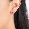 Petite Trio Sri Lankan Ceylon Blue Sapphire & Lab-Grown Diamond Bar Earrings White Gold
