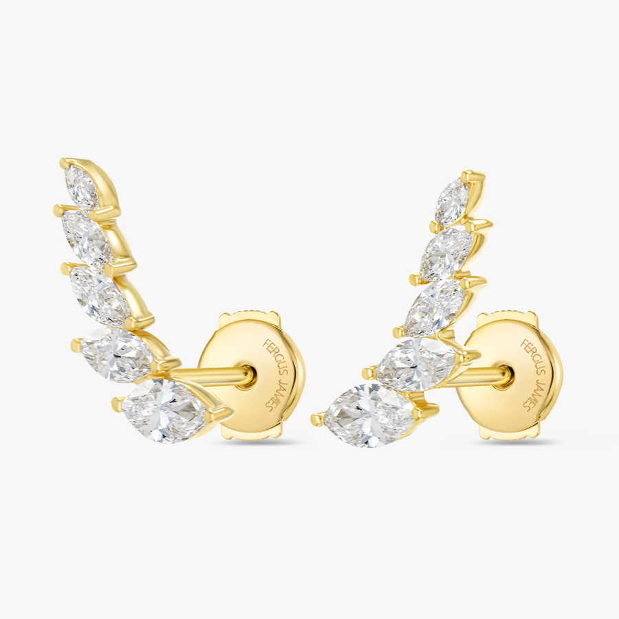 Angel Wings Lab-Grown Diamond Earrings Yellow Gold