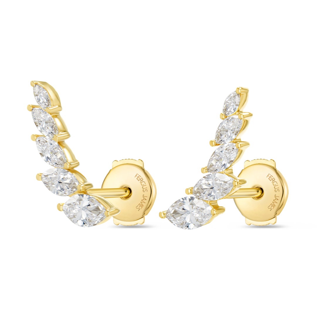 Angel Wings Diamond Earrings Yellow Gold