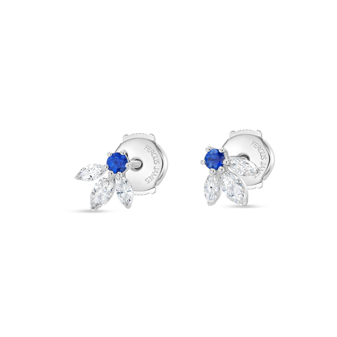 Pixie Wing Blue Sapphire & Lab-Grown Diamond Earrings White Gold