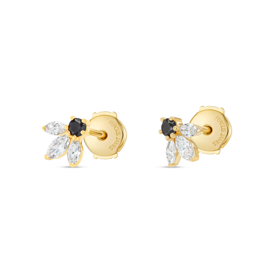 Pixie Wing Black Lab-Grown Diamond & Lab-Grown Diamond Earrings Yellow Gold