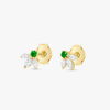 Pixie Wing Green Emerald & Lab-Grown Diamond Earrings Yellow Gold