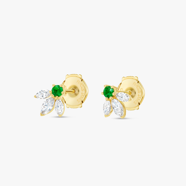 Pixie Wing Green Emerald & Lab-Grown Diamond Earrings Yellow Gold