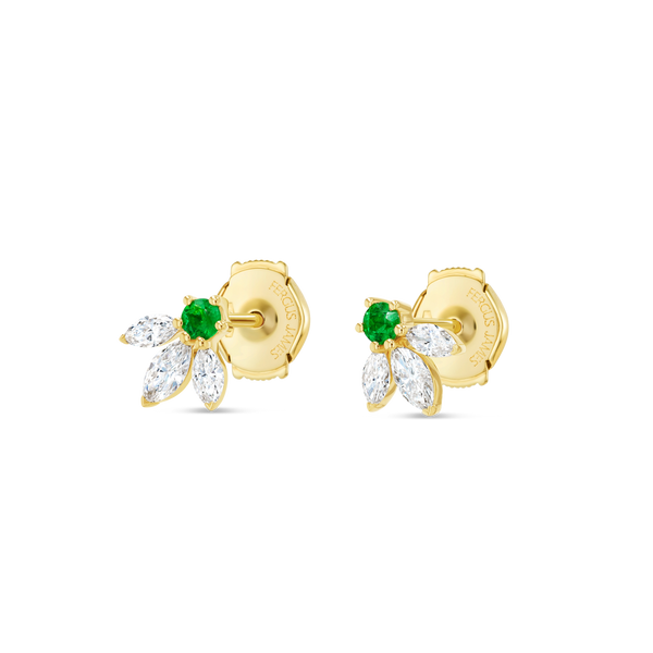 Pixie Wing Green Emerald & Lab-Grown Diamond Earrings Yellow Gold