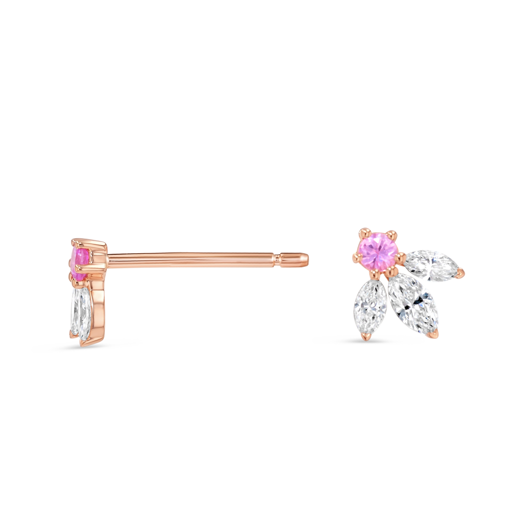Pixie Wing Pink Sapphire & Lab-Grown Diamond Earrings Rose Gold