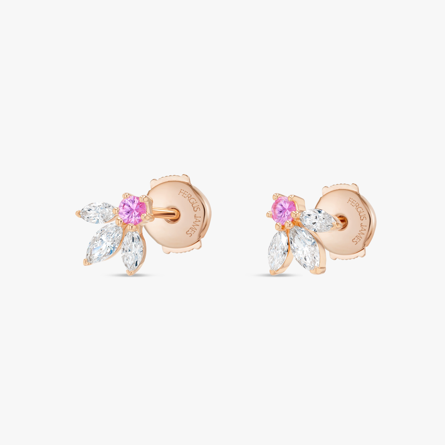 Pixie Wing Pink Sapphire & Lab-Grown Diamond Earrings Rose Gold