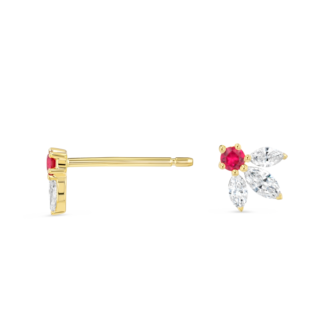 Pixie Wing Ruby & Lab-Grown Diamond Earrings Yellow Gold