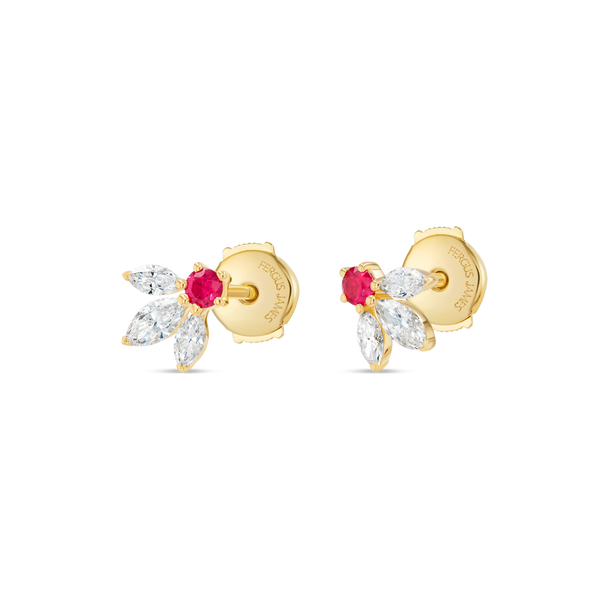 Pixie Wing Ruby & Lab-Grown Diamond Earrings Yellow Gold