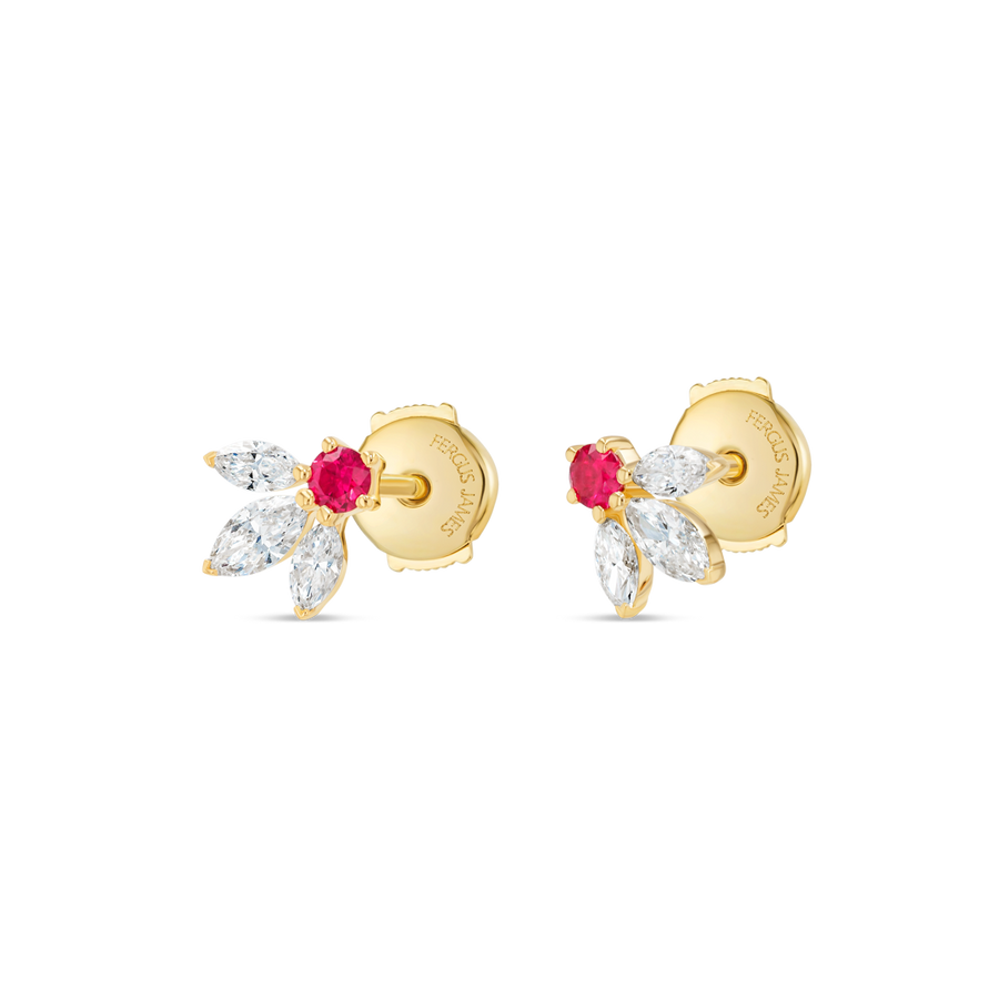 Pixie Wing Ruby & Lab-Grown Diamond Earrings Yellow Gold